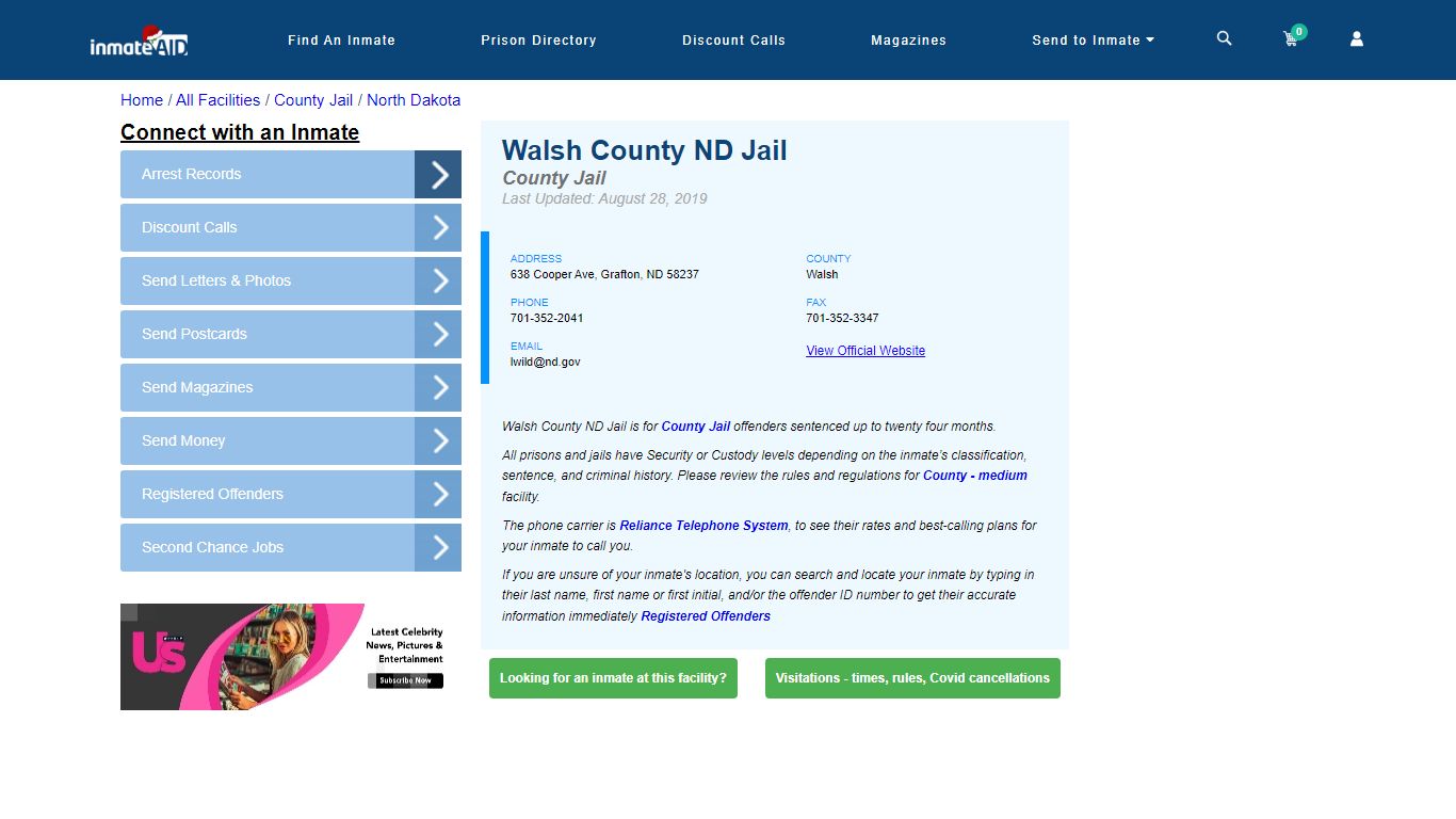 Walsh County ND Jail - Inmate Locator - Grafton, ND