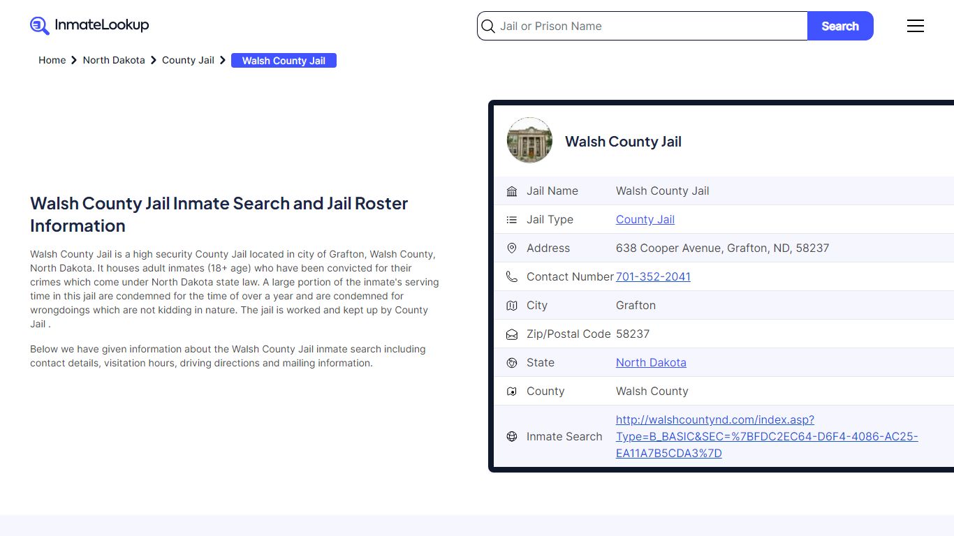 Walsh County Jail (ND) Inmate Search North Dakota - Inmate Lookup